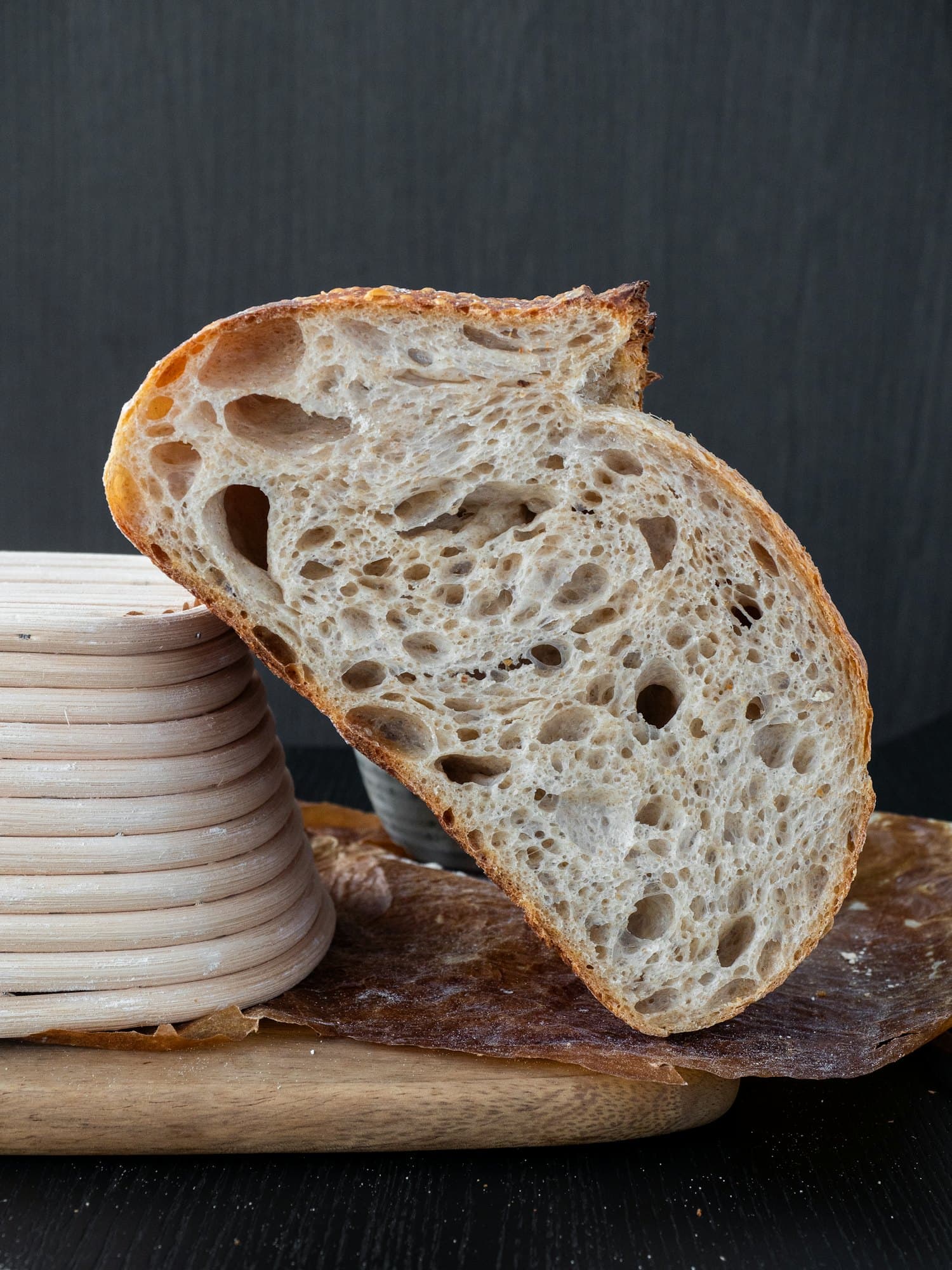 A pair of crisp sourdough baguettes